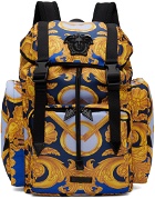 Versace Gold & Navy Barocco Medusa Backpack