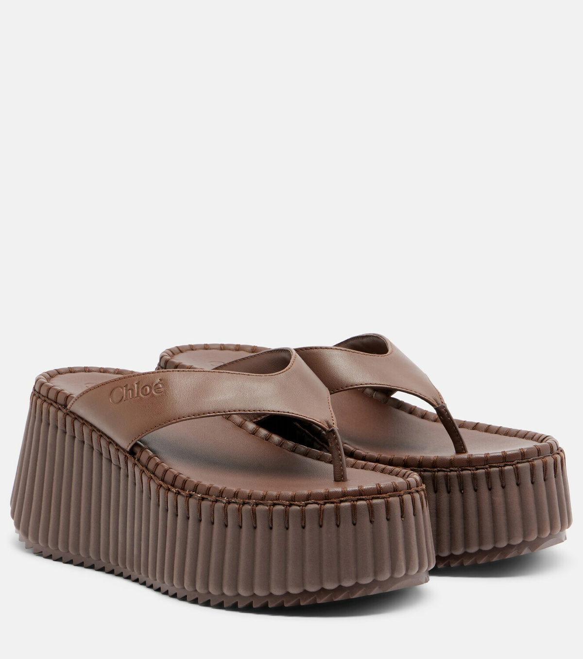 Chloé Nama leather platform thong sandals