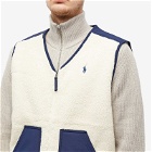 Polo Ralph Lauren Men's Hi-Pile Fleece Vest in Wintercream/Newport Navy
