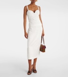 SIR Alessandra embroidered linen midi skirt