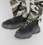 Balenciaga - Triple S Clear Sole Mesh, Nubuck and Leather Sneakers - Men - Black