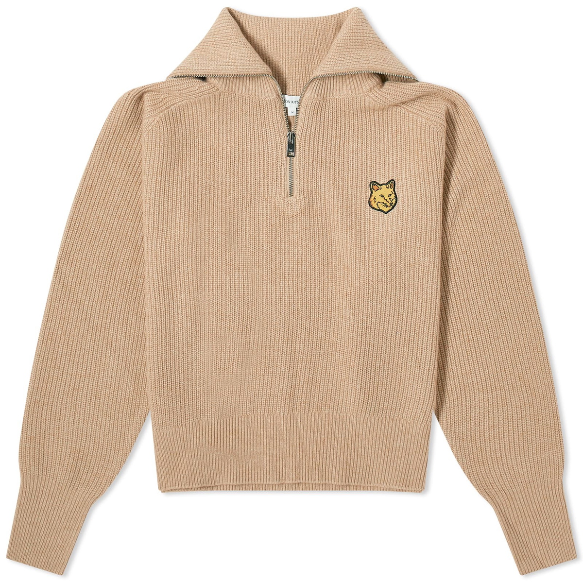 OVERSIZED CASHMERE-BLEND HALF-ZIP JUMPER - LIGHT BEIGE MÉLANGE