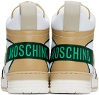 Moschino Beige & White Streetball High-Top Sneakers