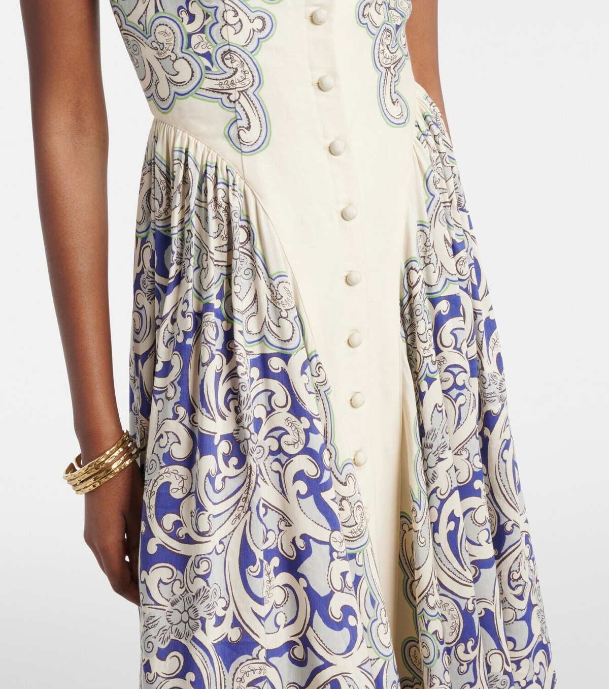 Alémais Printed linen-blend dress