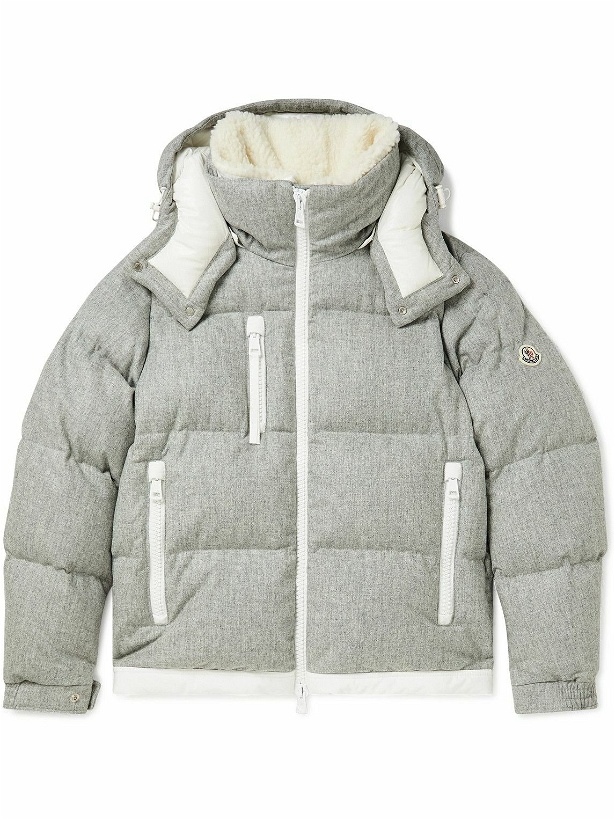 Photo: Moncler - Tarentaise Quilted Virgin Wool-Flannel Hooded Down Jacket - Gray