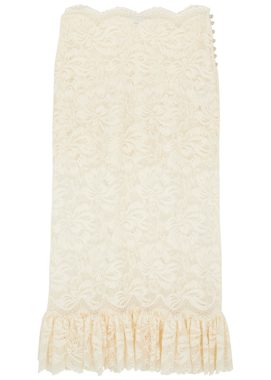 スカート Rabanne Floral lace skirt Rabanne floral-lace Sheer Skirt | White | FARFETCH