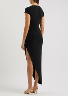 Norma Kamali Ruched Stretch-jersey Midi Dress Black