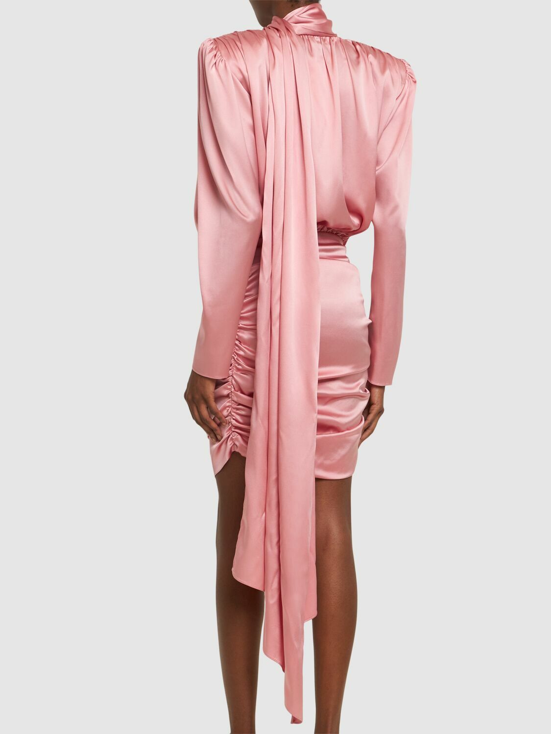 knee length dresses for ladies Pink Draped Bodycon Mini Dress / MAGDA BUTRYM BY K&M