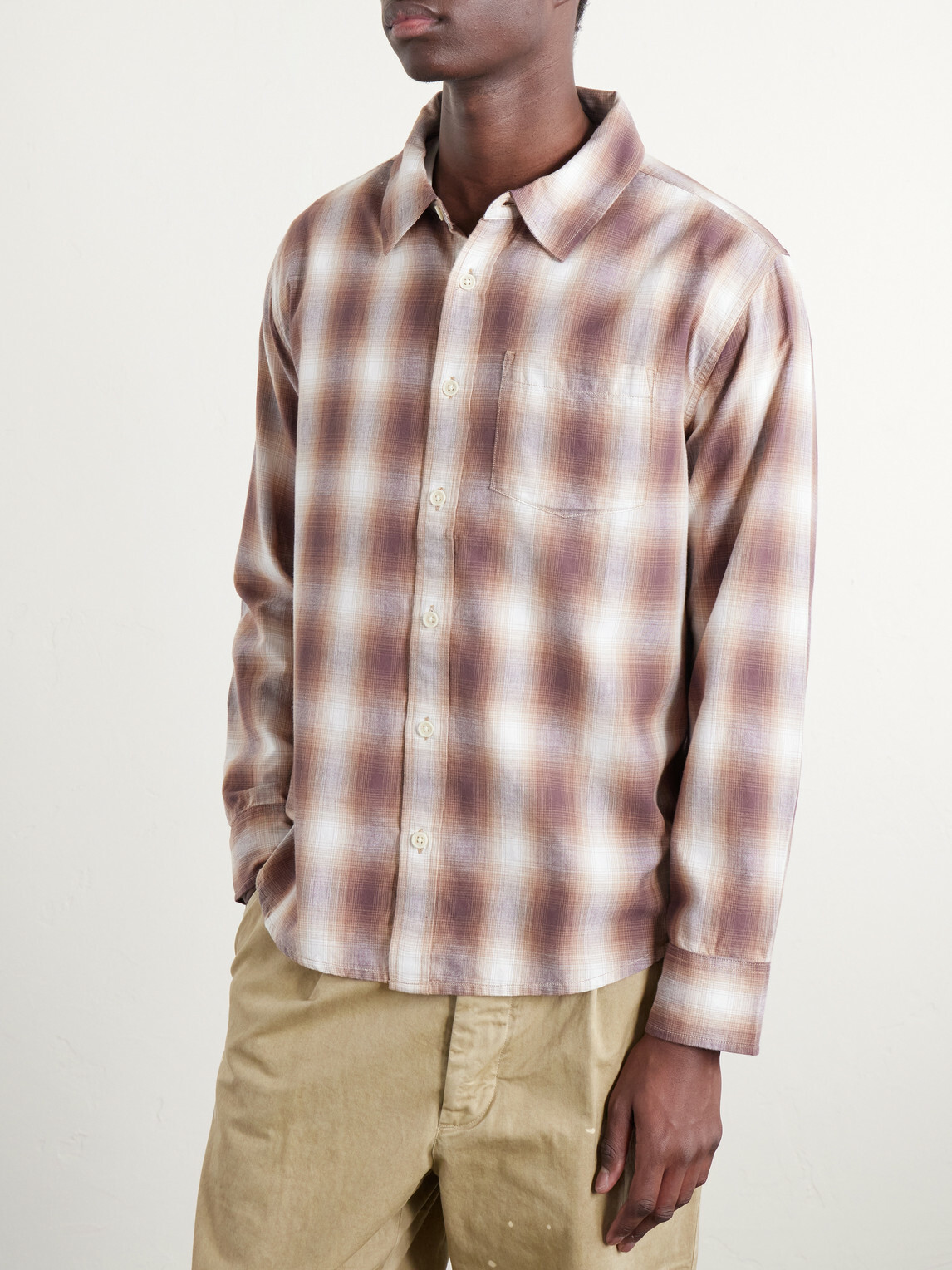 Corridor - Driftwood Checked Cotton Shirt - Brown
