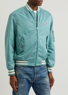 Valentino Logo-embroidered Nylon Bomber Jacket Stone