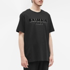 Balmain Men's Flock & Foil Paris Logo T-Shirt in Black/Silver