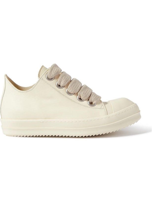 Photo: Rick Owens - Rubber-Trimmed Leather Sneakers - Neutrals