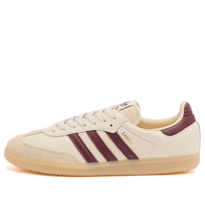 Photo: Adidas Men's Samba OG in Wonder White/Shadow Red