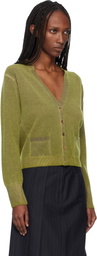 Maison Margiela Green Virgin Wool V Neck Cardigan