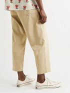 YMC - Alva Straight-Leg Cotton and Linen-Blend Seersucker Drawstring Trousers - Neutrals