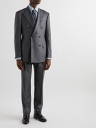 TOM FORD - Slim-Fit Tapered Striped Wool and Silk-Blend Suit Trousers - Gray