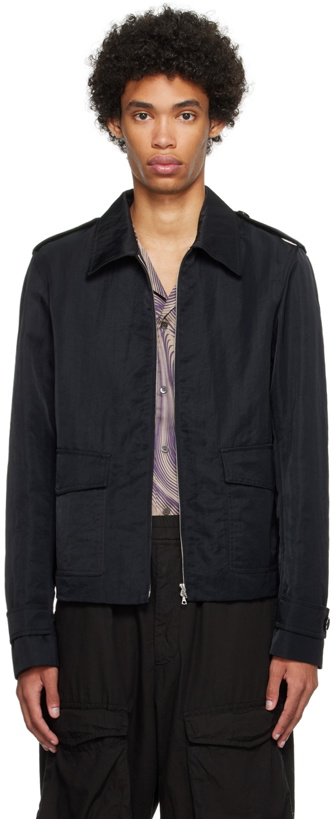 Photo: Dries Van Noten Black Spread Collar Jacket