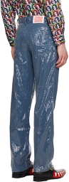 Charles Jeffrey LOVERBOY Blue Art Denim Jeans
