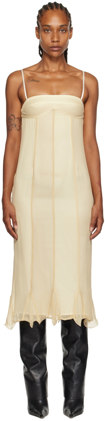 JUNEYEN Yellow Paneled Midi Dress
