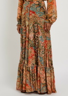 Etro Paisley Ruffled Silk Maxi Skirt Multicoloured