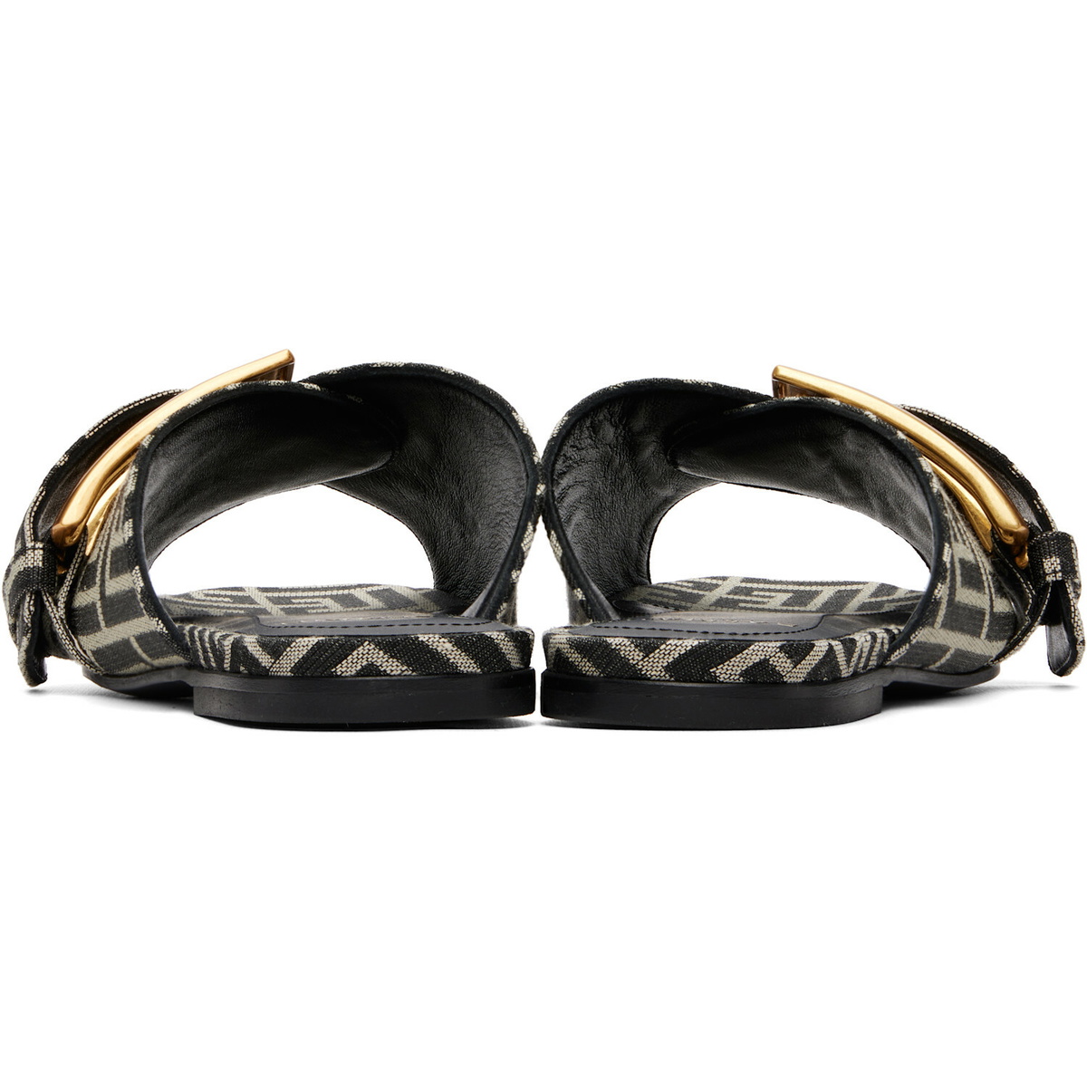BALMAIN Black Flat Monogram Jacquard Anthem Sandals