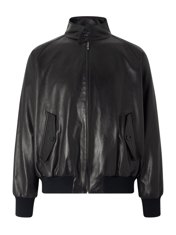 Photo: A.PRESSE - Padded Leather Harrington Jacket - Black