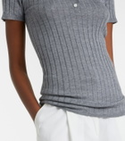 Toteme Ribbed-knit cashmere and silk polo shirt