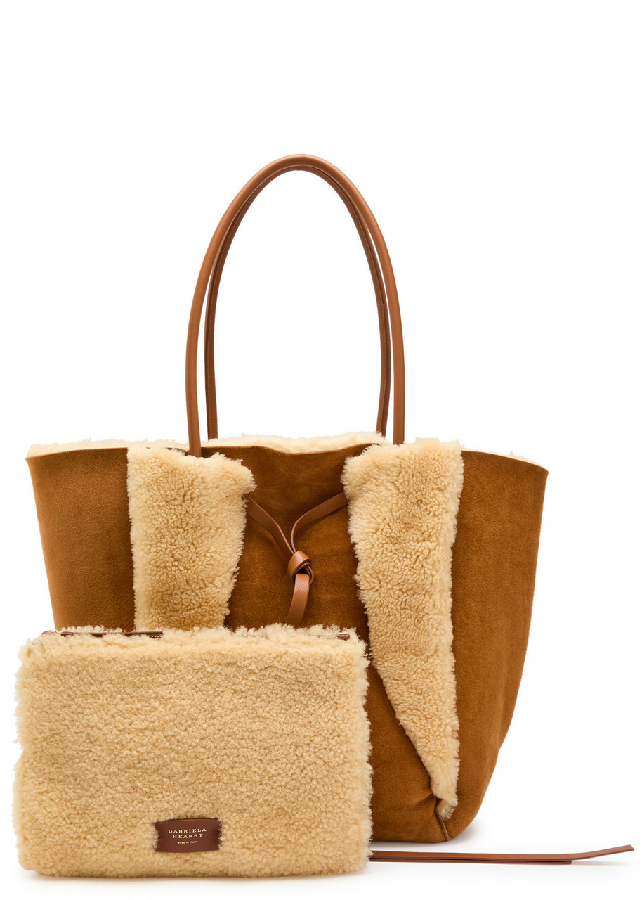 Gabriela Hearst Marija Shearling and Suede Tote bag - Tan - One Size