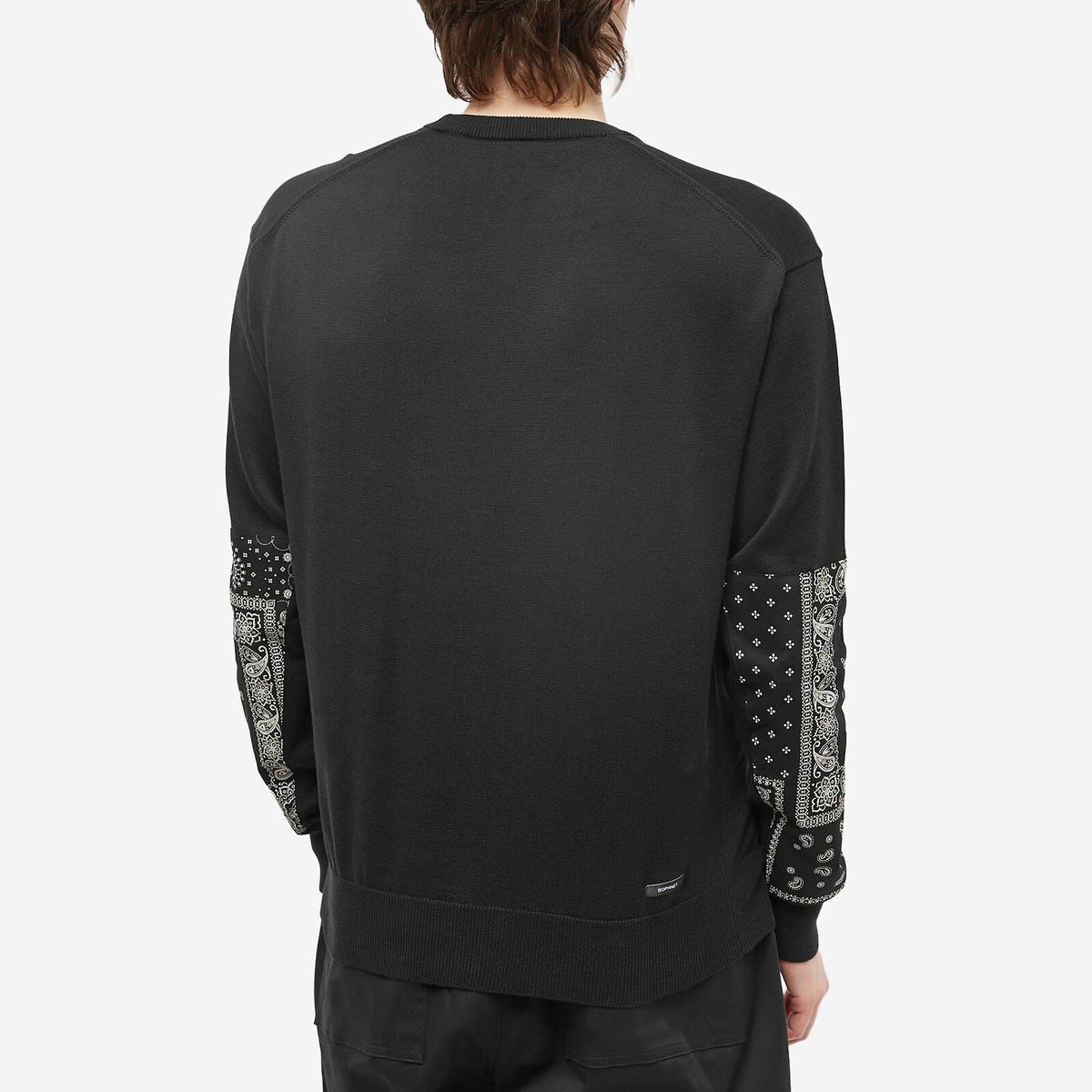 SOPHNET. Men's Bandana Patch Sleeve Knit in Black SOPHNET.