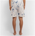 Desmond & Dempsey - Printed Cotton Pyjama Shorts - Neutrals