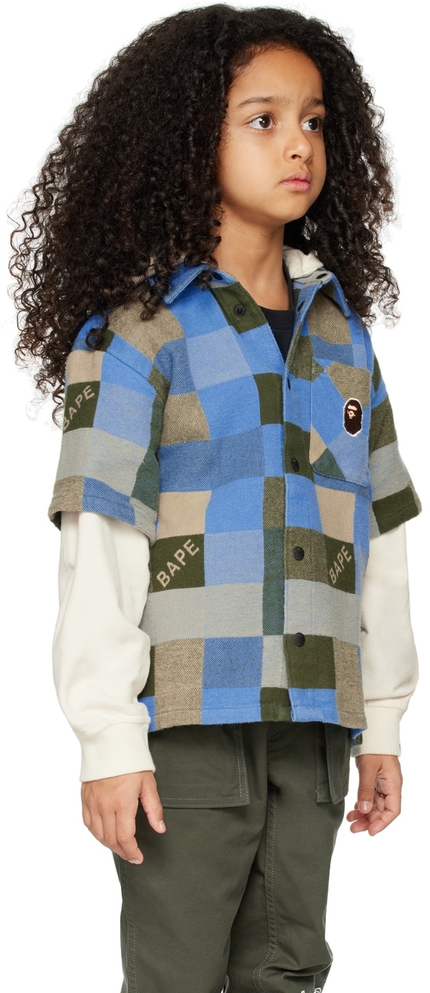 BAPE Kids Beige Block Check Hoodie