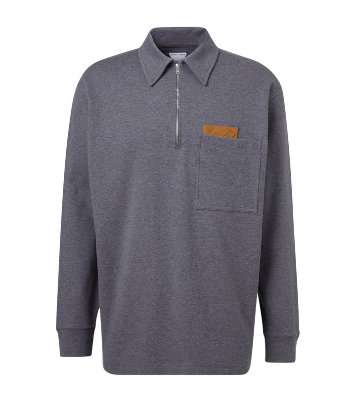 Photo: Bottega Veneta Intrecciato cotton jersey polo sweater