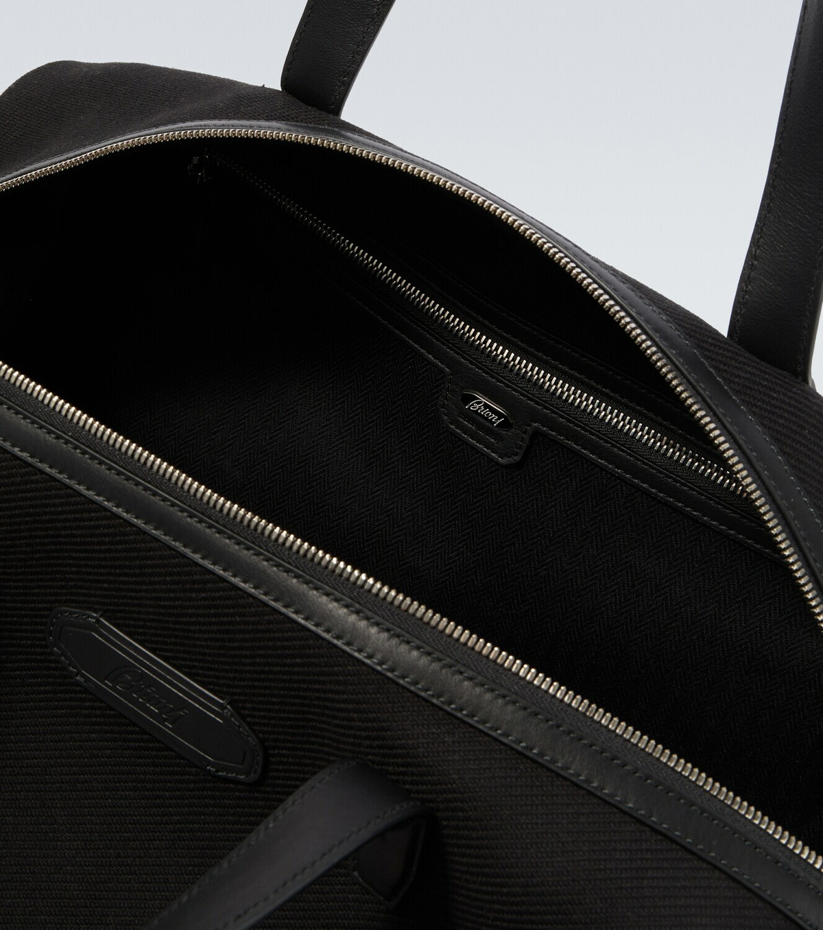 Brioni Leather-trimmed canvas duffel bag