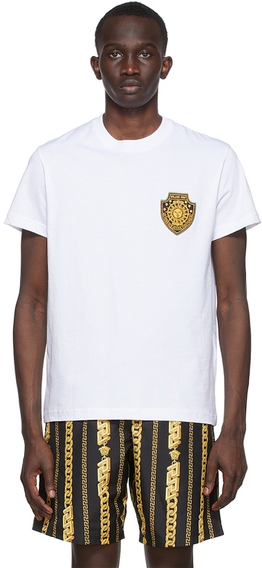 Photo: Versace Jeans Couture White Sunflower Logo Patch T-Shirt