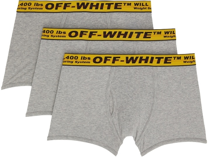 Photo: Off-White Three-Pack Grey Industrial Boxers