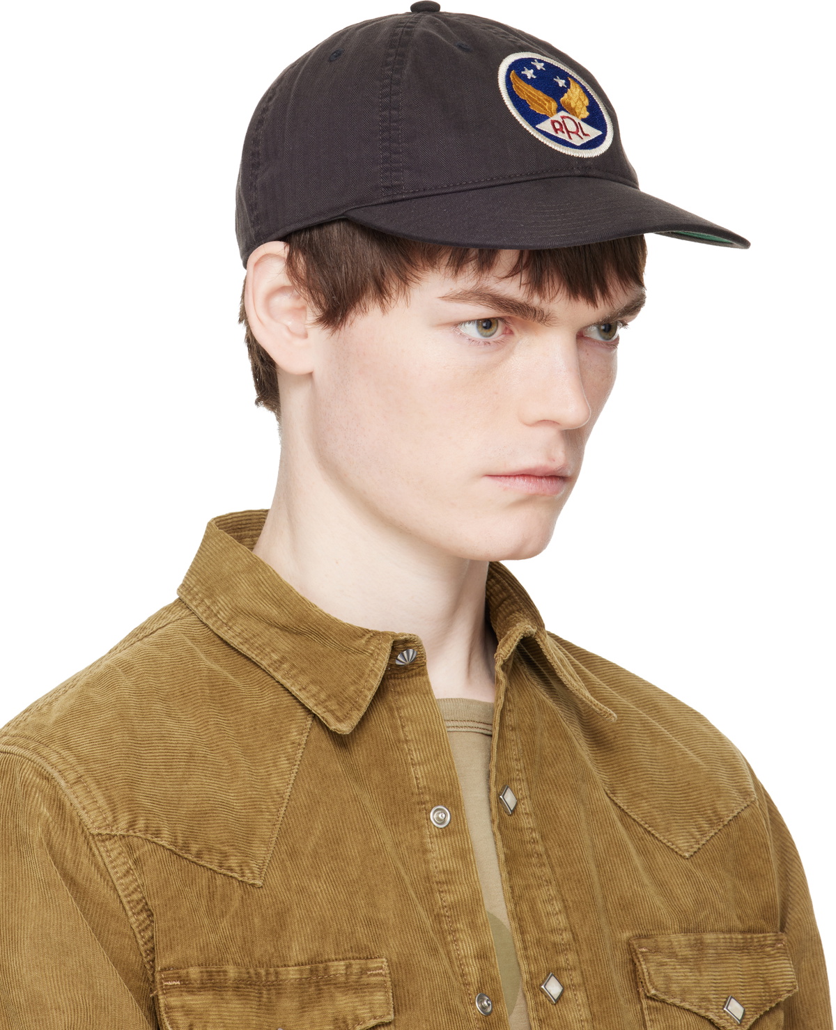 RRL Black Winged-Logo Twill Ball Cap