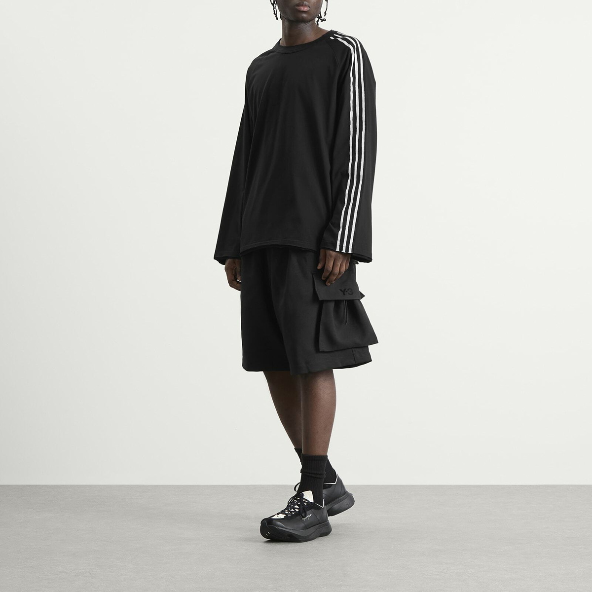Y-3 Men's Distressed Long Sleeve T-Shirt in Black