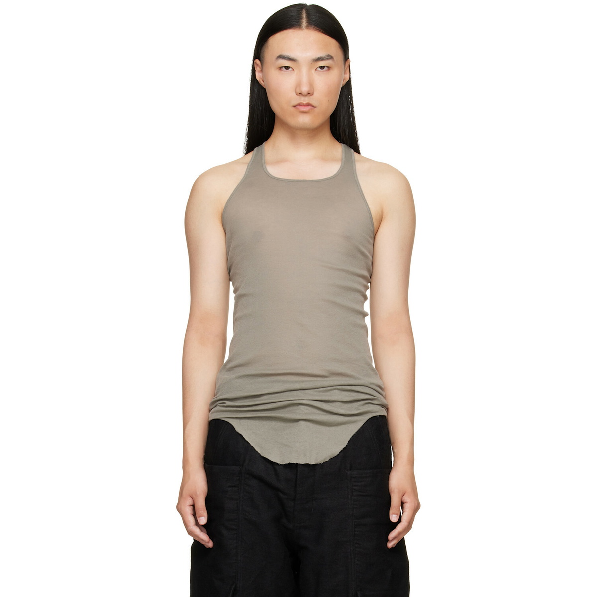 Rick Owens Taupe Tower Basic Rib Tank Top
