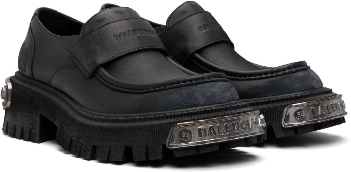 ローファー・オックスフォード BALENCIAGA Black Leather Tractor Loafers Tractor leather loafers in black - Balenciaga | Mytheresa
