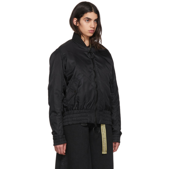 ブルゾン Off-White Black nylon blend bomber jacket Off-White Bomber jacket in black