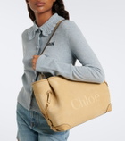 Chloé Chloé Clover leather-trimmed suede tote bag