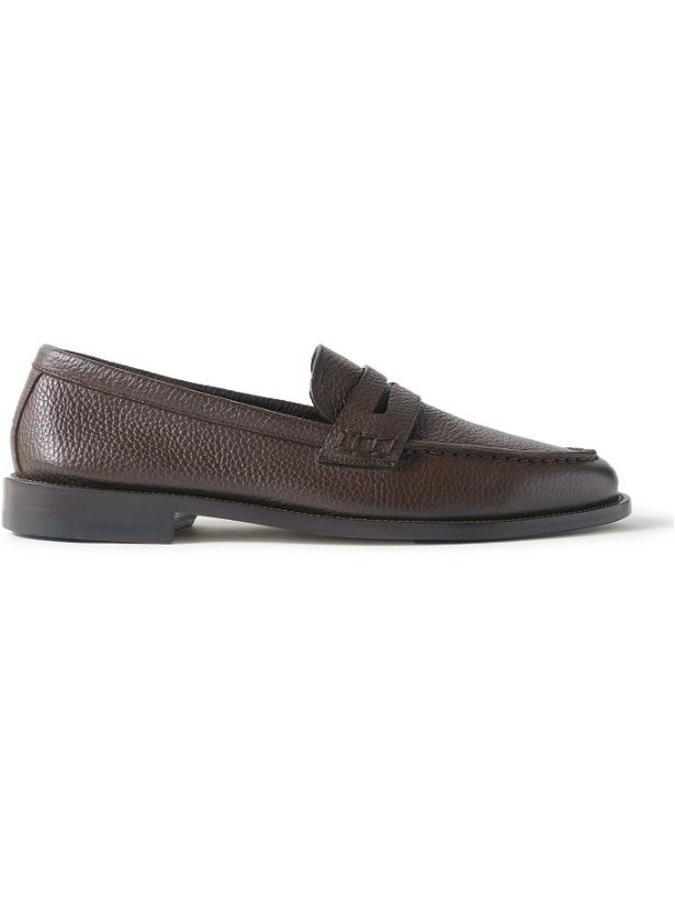 Photo: MANOLO BLAHNIK - Perry Full-Grain Leather Penny Loafers - Brown - UK 7