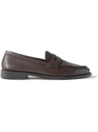 MANOLO BLAHNIK - Perry Full-Grain Leather Penny Loafers - Brown - UK 7