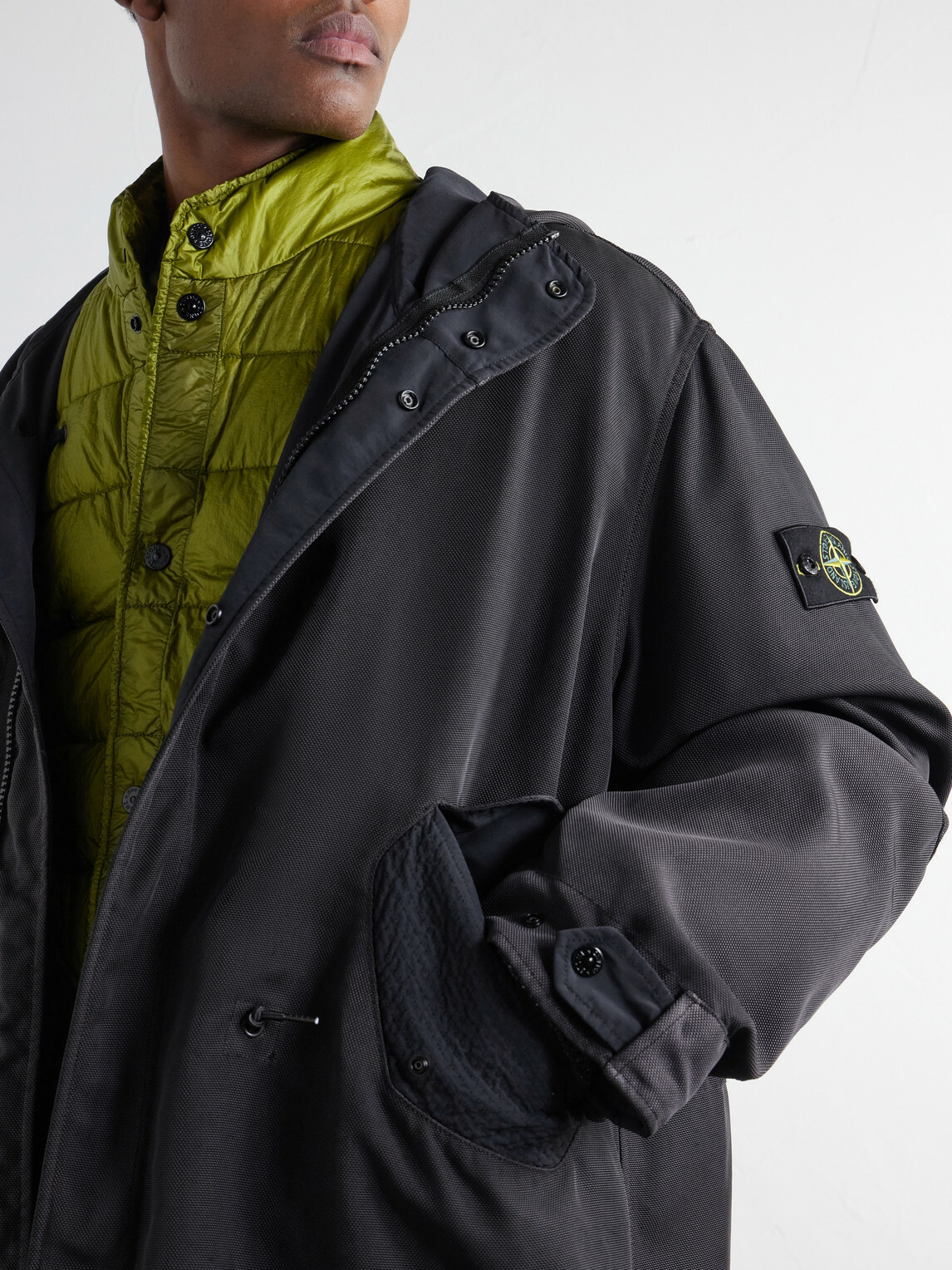 Stone Island - Hooded Layered Garment-Dyed Shell-TC Parka - Gray
