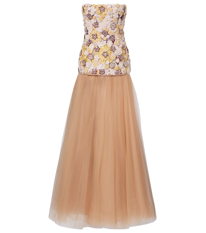 Photo: Costarellos Theia floral-appliqué sequined tulle gown
