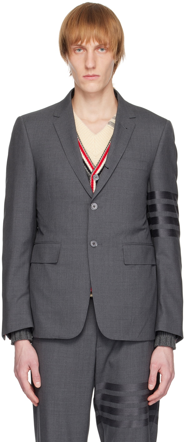 Thom Browne Gray 4-Bar Blazer Thom Browne