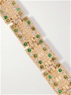 Bleue Burnham - Sissinghurst 9-Karat Gold, Emerald and Sapphire Bracelet
