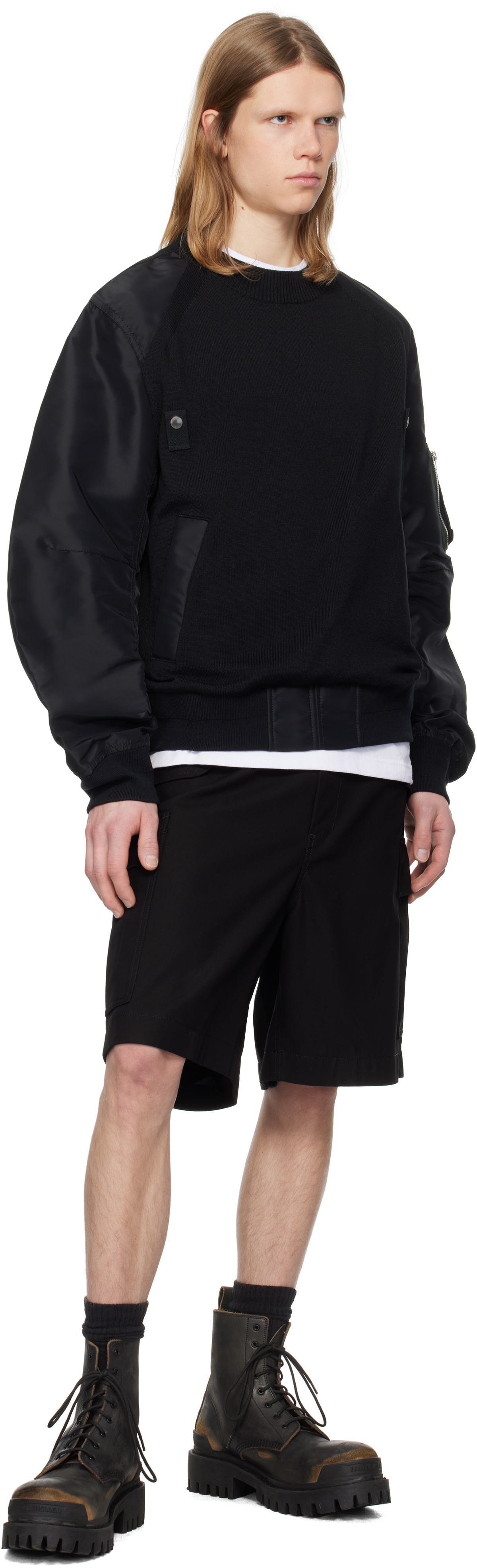 トップス Sacai Nylon Twill Knit Pullover sacai] Nylon Twill Mix Pullover – MaW SAPPORO