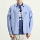 Unlikely Dry Goods Men's Open Collar Chambray Shirt in Indigo