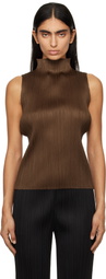 PLEATS PLEASE ISSEY MIYAKE Brown New Colorful Basics 4 Tank Top